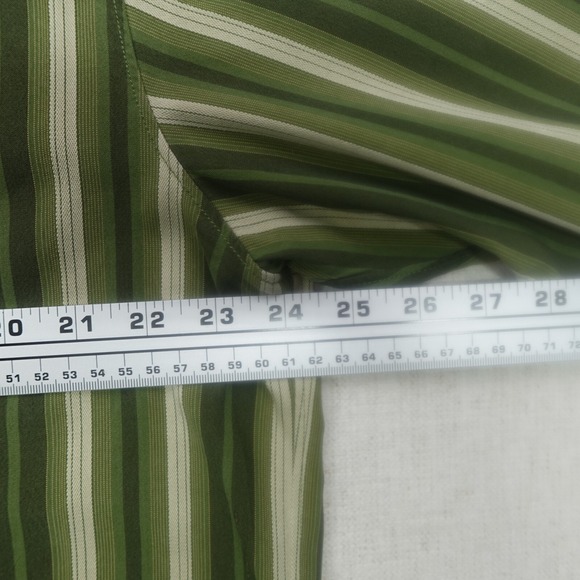 Tommy Bahama Shirt XL Multi Stripe Green Long Sleeve Silk Casual Bottom Front - Picture 8 of 10
